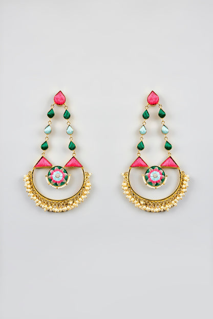 Multi-Colored Stone & Silk Thread Dangler Earrings