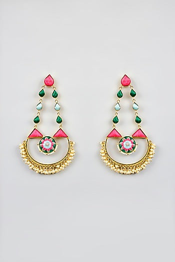 Multi-Colored Stone & Silk Thread Dangler Earrings