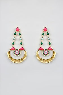 Multi-Colored Stone & Silk Thread Dangler Earrings