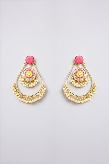 Multi-Colored Thread Embroidered Dangler Earrings
