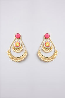 Multi-Colored Thread Embroidered Dangler Earrings