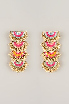 Multi-Colored Pearl Beaded Dangler Earrings