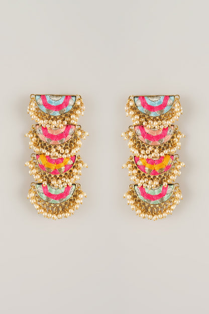 Multi-Colored Pearl Beaded Dangler Earrings
