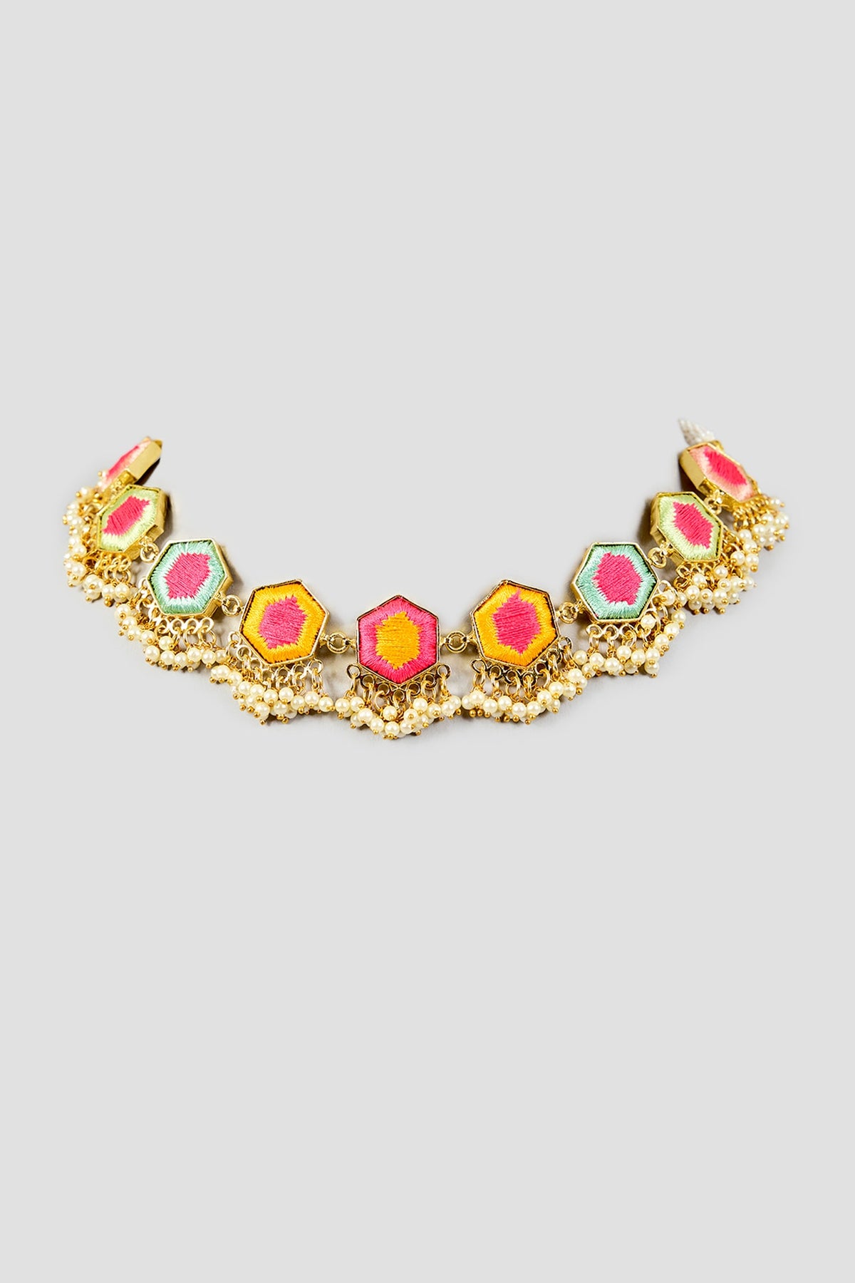 Multi-Colored Stone & Silk Thread Necklace