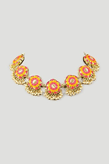 Multi-Colored Silk Thread Embroidered Necklace