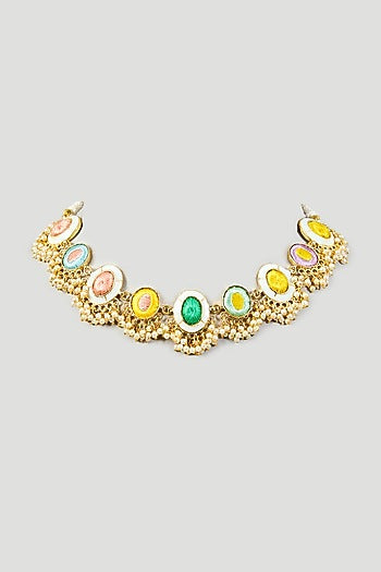 Multi-Colored Silk Thread Embroidered Necklace