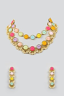 Multi-Colored Silk Thread Embroidered Necklace Set