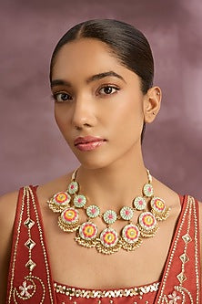 Multi-Colored Silk Thread Embroidered Necklace