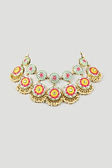 Multi-Colored Silk Thread Embroidered Necklace