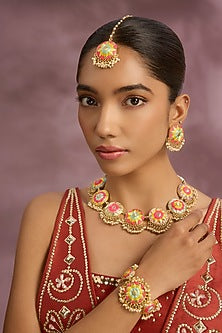 Multi-Colored Silk Thread Embroidered Necklace Set