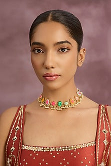 Multi-Colored Silk Thread Embroidered Necklace
