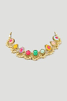 Multi-Colored Silk Thread Embroidered Necklace