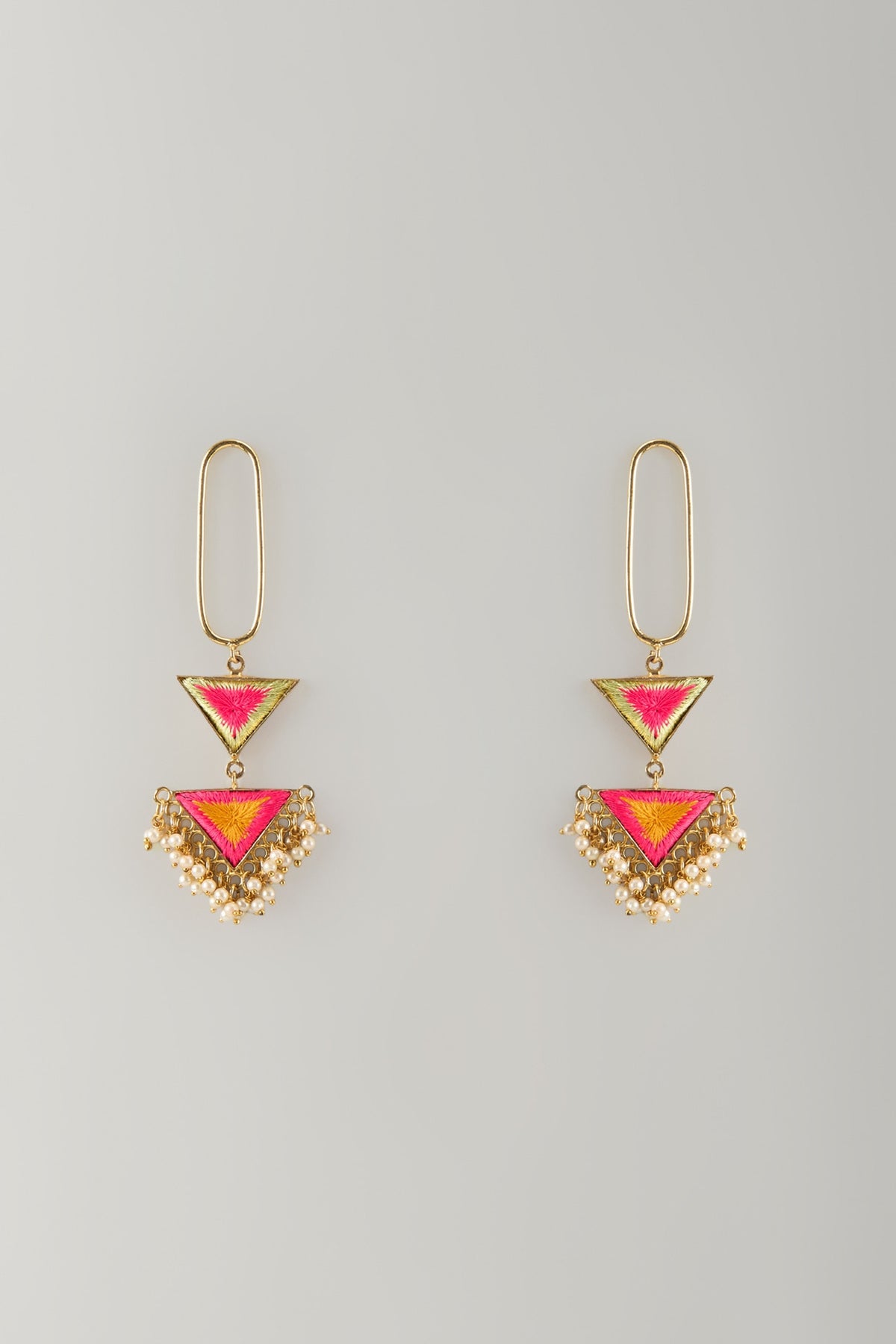 Multi-Colored Stone & Silk Thread Dangler Earrings