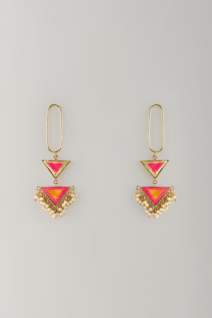Multi-Colored Stone & Silk Thread Dangler Earrings