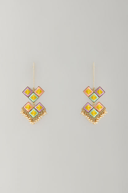 Multi-Colored Stone & Silk Thread Dangler Earrings