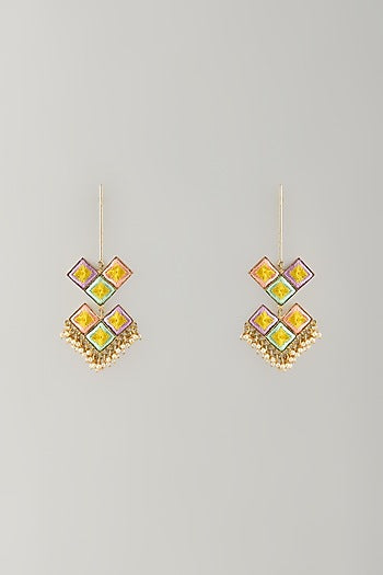 Multi-Colored Stone & Silk Thread Dangler Earrings