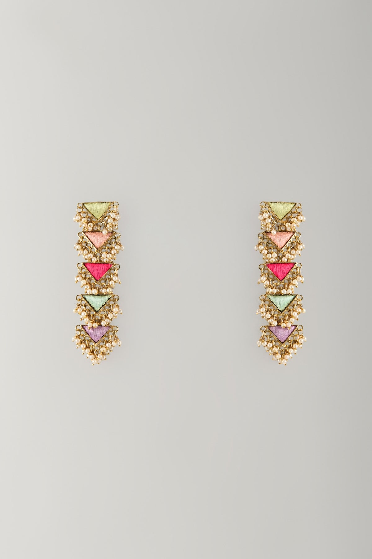 Multi-Colored Stone & Silk Thread Dangler Earrings