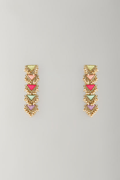 Multi-Colored Stone & Silk Thread Dangler Earrings