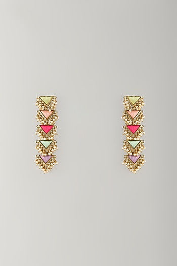 Multi-Colored Stone & Silk Thread Dangler Earrings