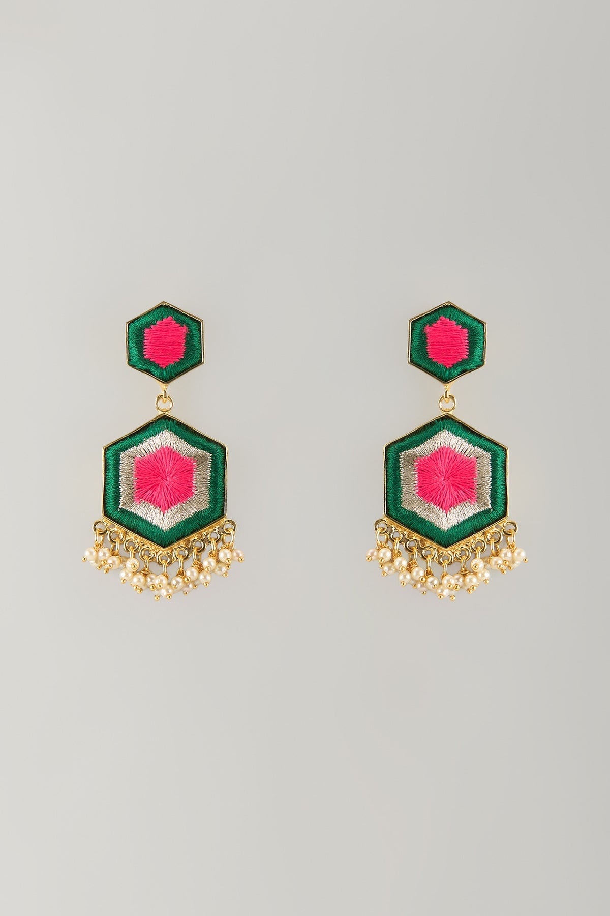 Multi-Colored Stone & Silk Thread Dangler Earrings