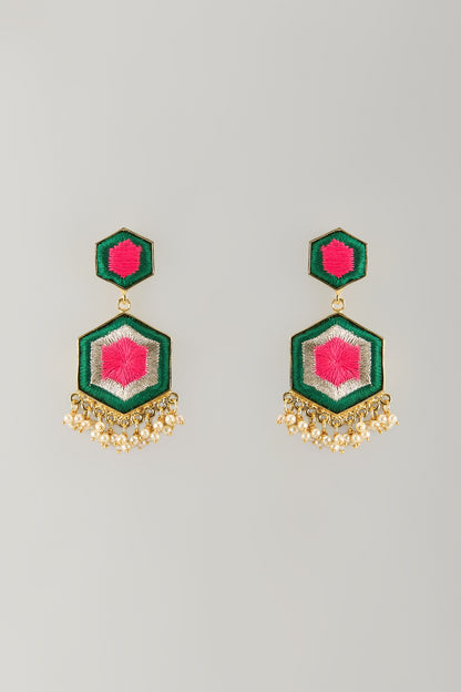 Multi-Colored Stone & Silk Thread Dangler Earrings