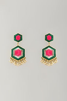 Multi-Colored Stone & Silk Thread Dangler Earrings