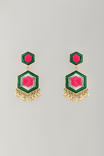 Multi-Colored Stone & Silk Thread Dangler Earrings