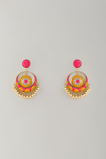Multi-Colored Stone & Silk Thread Dangler Earrings