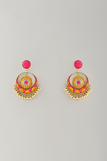 Multi-Colored Stone & Silk Thread Dangler Earrings