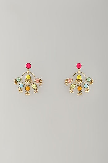 Multi-Colored Stone & Silk Thread Dangler Earrings