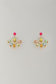 Multi-Colored Stone & Silk Thread Dangler Earrings
