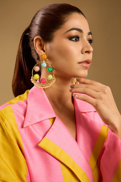 Multi-Colored Stone & Silk Thread Dangler Earrings