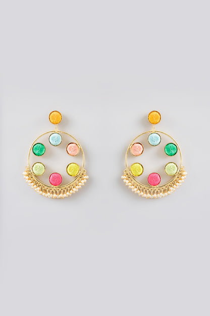 Multi-Colored Stone & Silk Thread Dangler Earrings