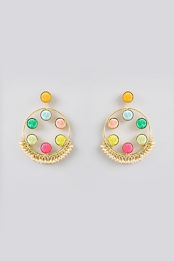 Multi-Colored Stone & Silk Thread Dangler Earrings