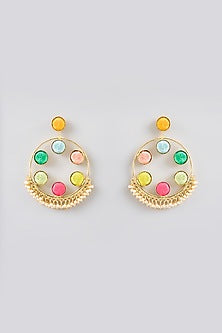 Multi-Colored Stone & Silk Thread Dangler Earrings