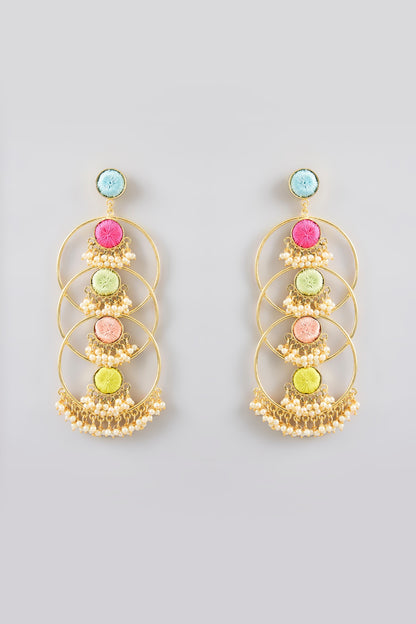 Multi-Colored Stone & Silk Thread Dangler Earrings