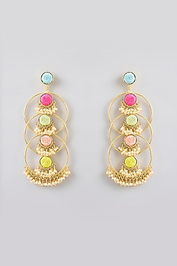 Multi-Colored Stone & Silk Thread Dangler Earrings