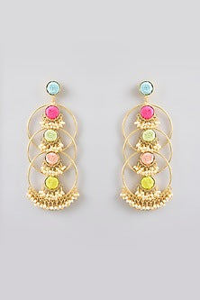 Multi-Colored Stone & Silk Thread Dangler Earrings
