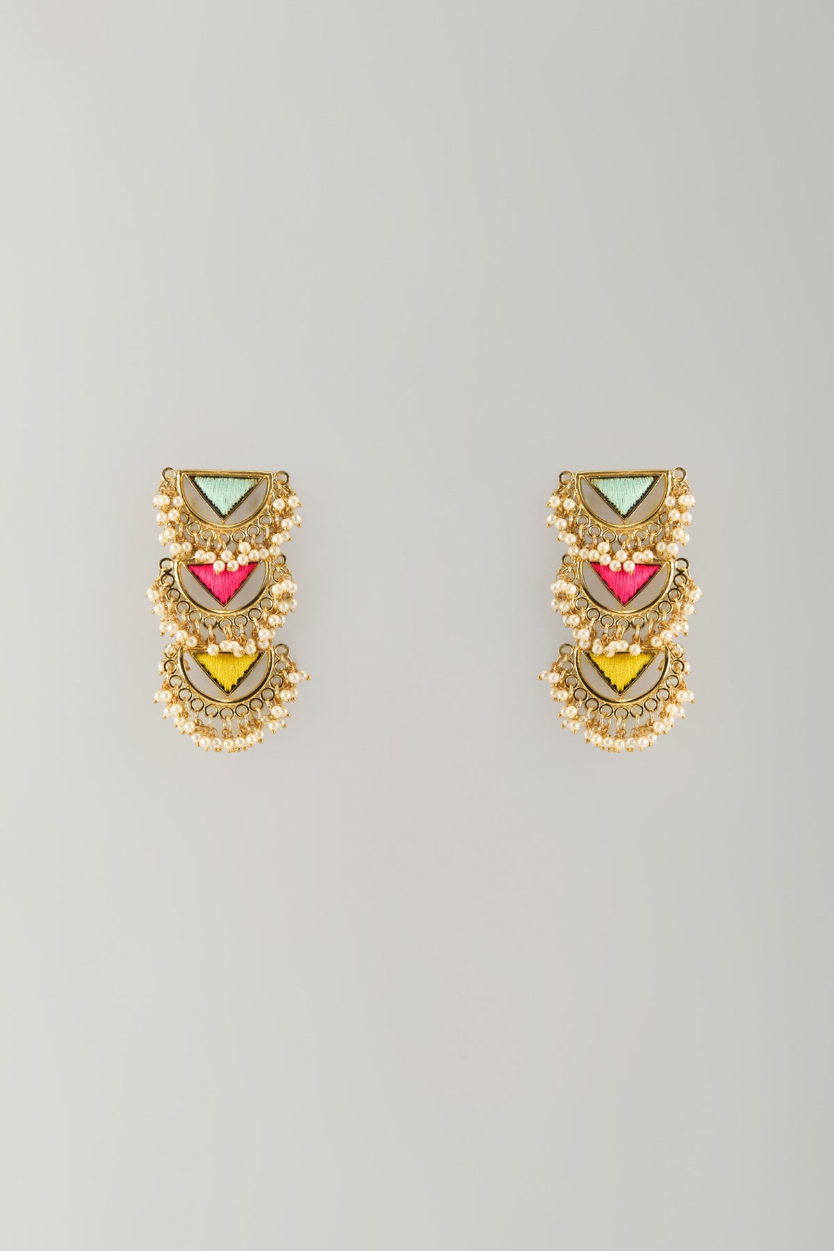 Multi-Colored Stone & Silk Thread Dangler Earrings