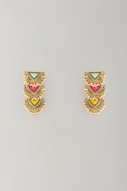 Multi-Colored Stone & Silk Thread Dangler Earrings