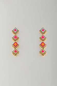 Multi-Colored Stone & Silk Thread Dangler Earrings