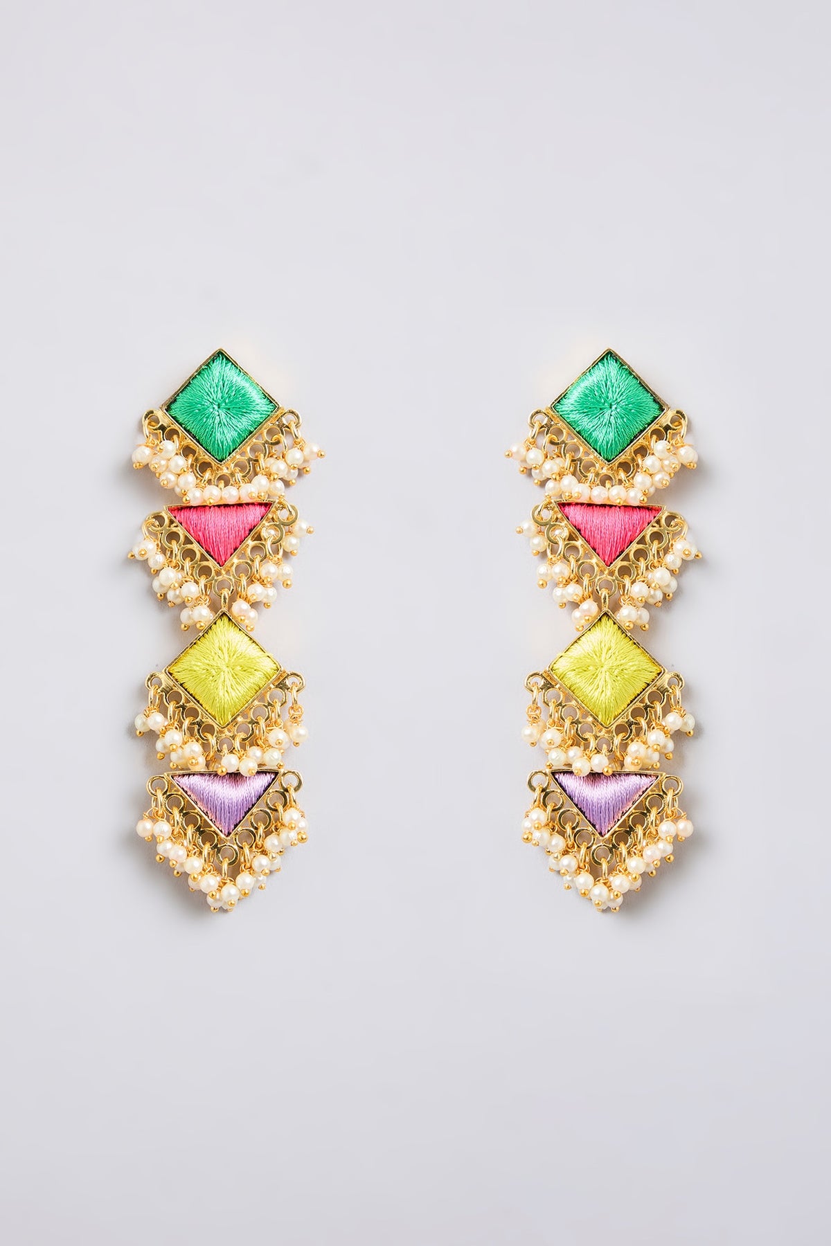 Multi-Colored Mixed Metal Dangler Earrings