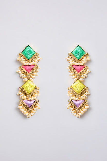 Multi-Colored Mixed Metal Dangler Earrings