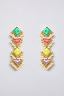 Multi-Colored Mixed Metal Dangler Earrings