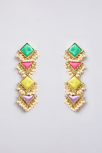 Multi-Colored Mixed Metal Dangler Earrings