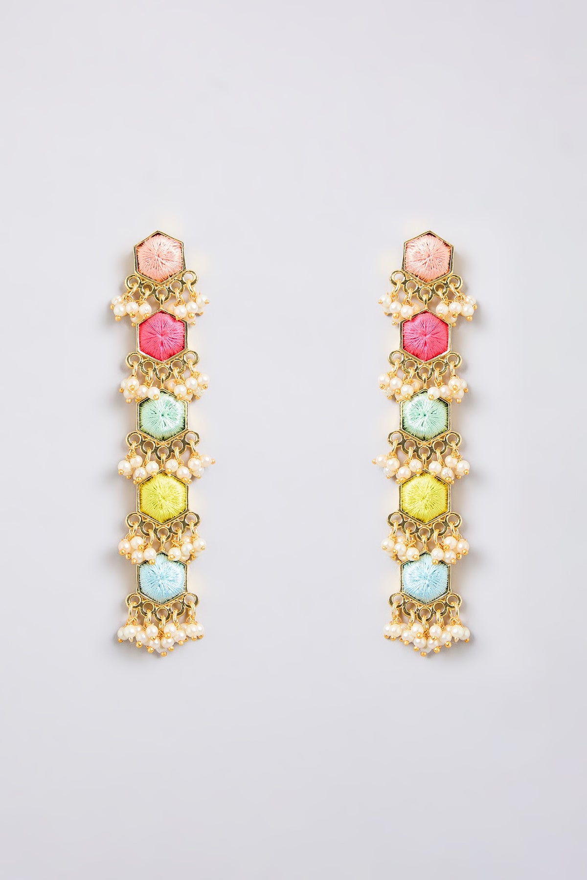 Multi-Colored Mixed Metal Dangler Earrings