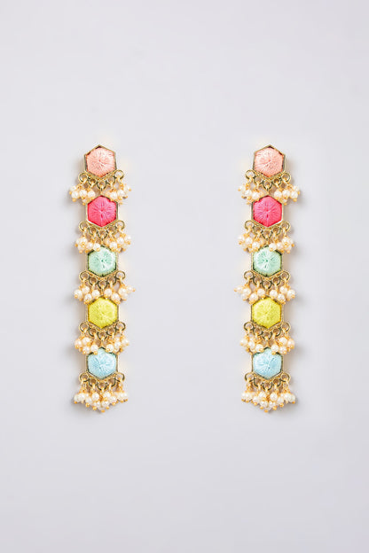 Multi-Colored Mixed Metal Dangler Earrings