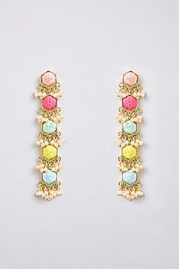 Multi-Colored Mixed Metal Dangler Earrings