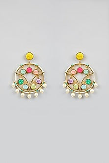 Multi-Colored Silk Thread Embroidered Dangler Earrings