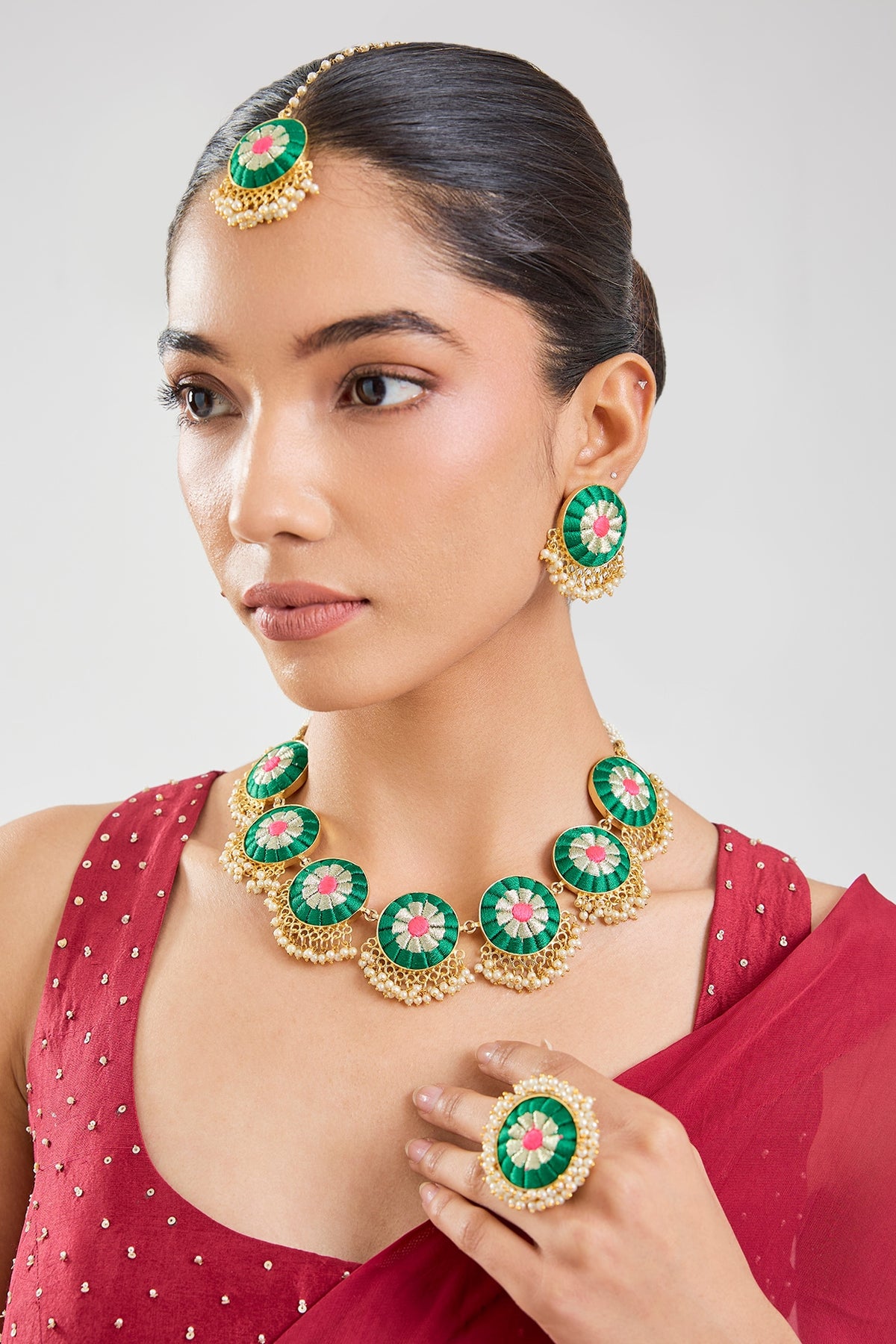 Multi-Colored Mixed Metal Necklace Set